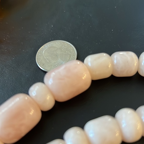 LOFT PALE PINK BEADS TRIMMED WITH COLORED BEADS HUNG ON A DOUBLE OVERHEAD CHAIN - Picture 9 of 10